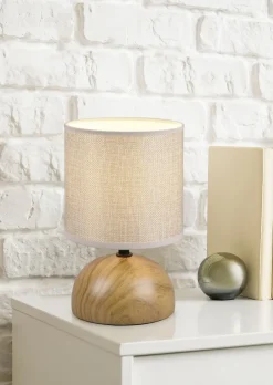 Wohnzimmerlampen|Stofflampen*Trio Reality Tischlampe Stoff blendarm Keramik E14 23 cm Natur Beige