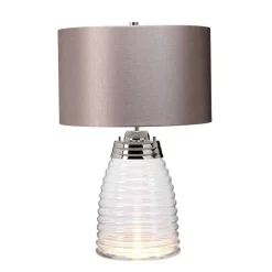 Schlafzimmer Lampen|Metall Lampen*Elstead Tischlampe Stoff Glas 64,3 cm beleuchteter Fuß mit LED GU10