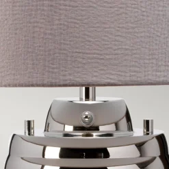 Schlafzimmer Lampen|Metall Lampen*Elstead Tischlampe Stoff Glas 64,3 cm beleuchteter Fuß mit LED GU10