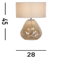 Wohnzimmerlampen|Glaslampen*Searchlight Tischlampe Stoff Glas blendarm 44,5 cm Champagner Weiß