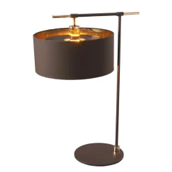 Tischlampen|Schlafzimmer Lampen*Elstead Tischlampe Stoff in Braun Gold 66cm Nachttisch