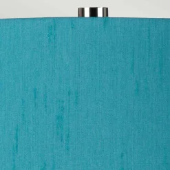 Tischlampen|Schlafzimmer Lampen*Elstead Tischlampe Stoff Keramik 64 cm E27 Weiß Petrol Retro