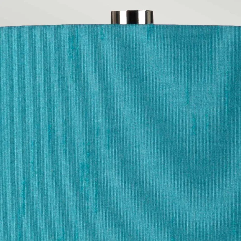 Tischlampen|Schlafzimmer Lampen*Elstead Tischlampe Stoff Keramik 64 cm E27 Weiß Petrol Retro