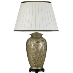 Elstead Tischlampe Stoff Keramik in Silber Creme 74 cm< Stofflampen|Keramiklampen