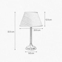 Tischlampen|Schlafzimmer Lampen*Giovanni Battista Tischlampe Stoff Messing 32,5 cm in Bronze Weiß E14