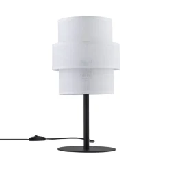 TK Lighting Tischlampe Stoff Metall 38 cm hoch Schwarz Weiß E27< Tischlampen|Schlafzimmer Lampen