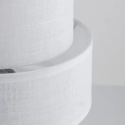 TK Lighting Tischlampe Stoff Metall 38 cm hoch Schwarz Weiß E27< Tischlampen|Schlafzimmer Lampen