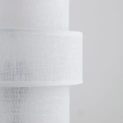 TK Lighting Tischlampe Stoff Metall 38 cm hoch Schwarz Weiß E27< Tischlampen|Schlafzimmer Lampen