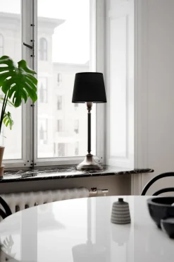 Wohnzimmerlampen|Schlafzimmer Lampen*By Rydéns Tischlampe Stoff Metall E27 59,5 cm in Schwarz Silber