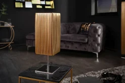 Tischlampen|Schlafzimmer Lampen*Invicta Interior Tischlampe Stoff Metall H:44 cm E27 in Schwarz Gold