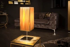 Tischlampen|Schlafzimmer Lampen*Invicta Interior Tischlampe Stoff Metall H:44 cm E27 in Schwarz Gold