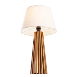 Elstead Tischlampe Stoff Teak Holz Furnier Stoff 66 cm E27< Wohnzimmerlampen|Schlafzimmer Lampen