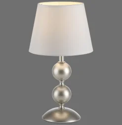 Just Light Tischlampe Stoffschirm Metall Creme Bronze 36 cm E27< Wohnzimmerlampen|Schlafzimmer Lampen