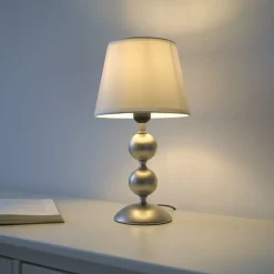 Just Light Tischlampe Stoffschirm Metall Creme Bronze 36 cm E27< Wohnzimmerlampen|Schlafzimmer Lampen