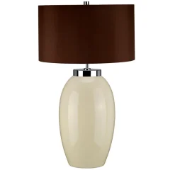 Elstead Tischlampe THALIE Braun Porzellan H:70cm Lampe< Schlafzimmer Lampen|Stofflampen