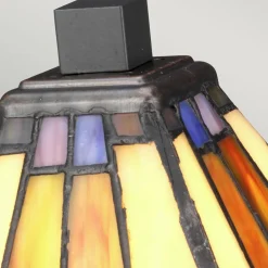 Glaslampen|Tiffany Lampen*Elstead Tischlampe Tiffany Stil E14 30,5cm in Bronze antik Gelb