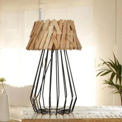 Holzlampen|Lampen Treibholz*Suna Living Tischlampe Treibholz Metall 58 cm E27 Handarbeit