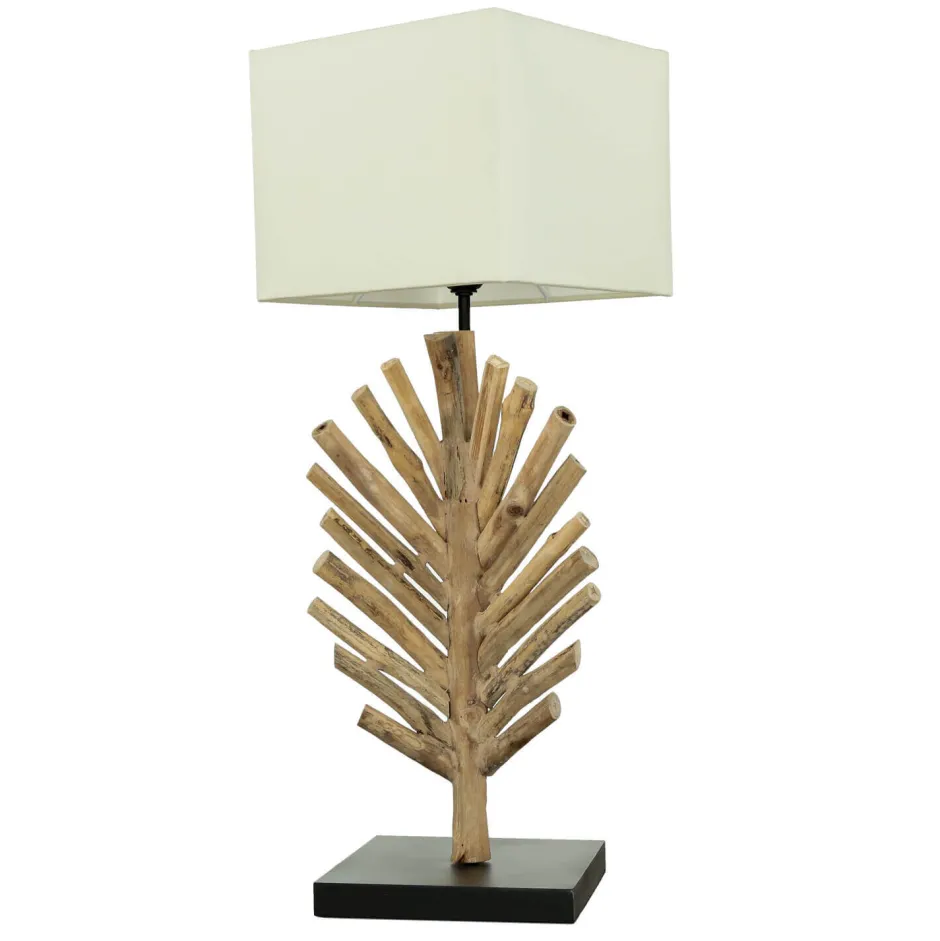 Suna Living Tischlampe Treibholz Stoff 69 cm Nachttisch Wohnzimmer< Holzlampen|Lampen Treibholz