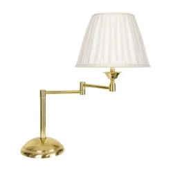 Tischlampen|Schlafzimmer Lampen*Giovanni Battista Tischlampe verstellbar 47,5 cm Messing Stoff E14