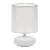 Strühm Tischlampe Weiß 20 cm klein Keramik Stoff E14< Tischlampen|Schlafzimmer Lampen