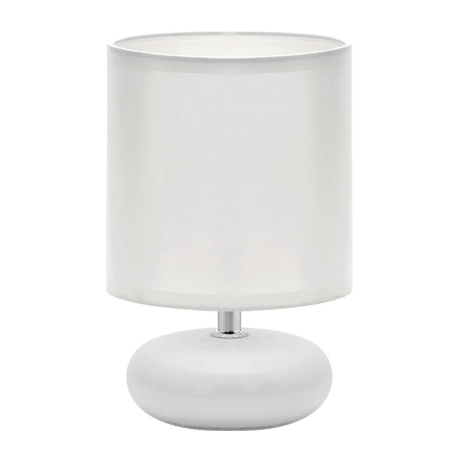 Strühm Tischlampe Weiß 20 cm klein Keramik Stoff E14< Tischlampen|Schlafzimmer Lampen