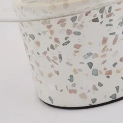 Searchlight Tischlampe Weiß 28 cm klein Glas Beton Terrazzo E27< Tischlampen|Jugendstil Lampen