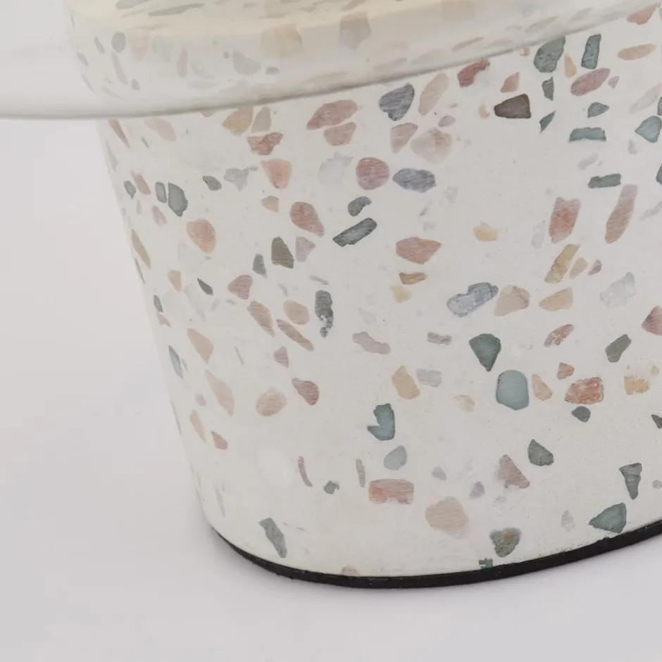 Searchlight Tischlampe Weiß 28 cm klein Glas Beton Terrazzo E27< Tischlampen|Jugendstil Lampen