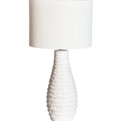 Wohnzimmerlampen|Schlafzimmer Lampen*By Rydéns Tischlampe Weiß Creme Keramik Stoff E27 74 cm hoch