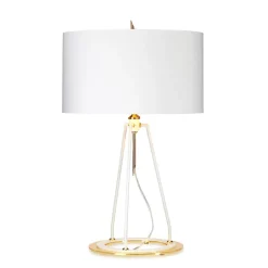 Elstead Tischlampe Weiß Gold 74 cm Metall Stoff Modern Design< Tischlampen|Schlafzimmer Lampen