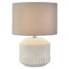 Searchlight Tischlampe Weiß Grau E14 37,5 cm Ø 27 cm Keramik Stoff< Wohnzimmerlampen|Schlafzimmer Lampen