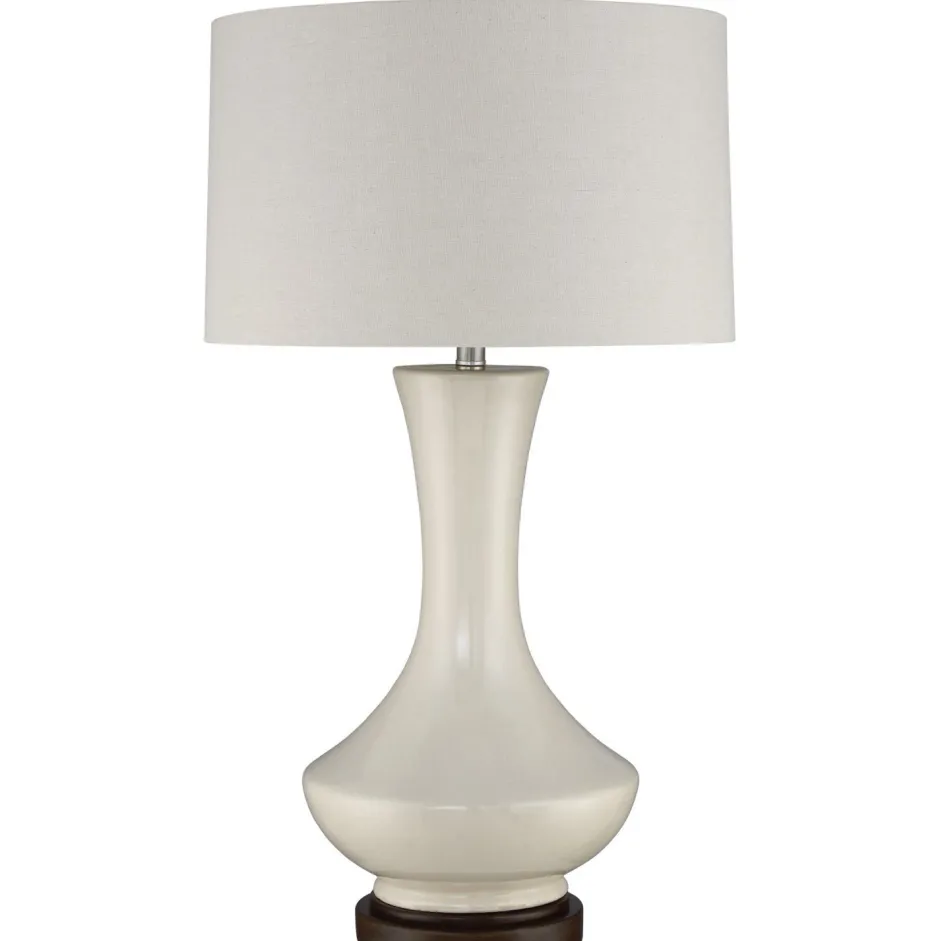 Wohnzimmerlampen|Stofflampen*Elstead Tischlampe Weiß Retro Metall Stoff 80 cm hoch E27