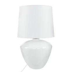 TK Lighting Tischlampe Weiß Silber groß 62 cm Stoff Glas E27< Nachttischlampen|Stofflampen