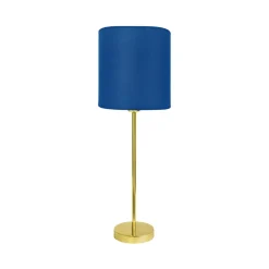 Tischlampen|Schlafzimmer Lampen*Giovanni Battista Tischleuchte 58,5 cm Ø 20 cm Stoff Messing Blau