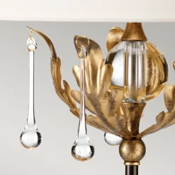 Elstead Tischleuchte 72 cm E27 in Bronze Elfenbein Stoff Metall< Tischlampen|Stofflampen