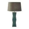 Schlafzimmer Lampen|Stofflampen*Searchlight Tischleuchte Blau Grau E27 61 cm Ø 35 cm Keramik Stoff