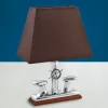 Laura Suardi Tischleuchte Chrom Braun Echt-Messing H:53cm Nautik< Tischlampen|Schlafzimmer Lampen
