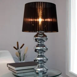 Tischlampen|Schlafzimmer Lampen*Invicta Interior Tischleuchte 50cm Modern Design edel Schwarz Chrom