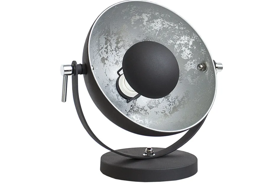 Invicta Interior Tischleuchte Ø30cm rund Retro Schwarz Silber< Nachttischlampen|Metall Lampen
