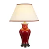 Wohnzimmerlampen|Stofflampen*Elstead Tischleuchte Creme Rot 64 cm Keramik Stoff E27