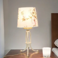 Stofflampen|Shabby Chic Lampen*Jupiter Tischleuchte CRINE Shabby Chic 42cm Blumen