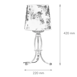 Stofflampen|Shabby Chic Lampen*Jupiter Tischleuchte CRINE Shabby Chic 42cm Blumen