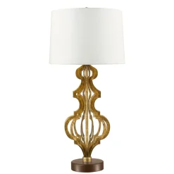 Elstead Tischleuchte DORUTI in Gold Weiß Ø41cm H84cm Lampe< Tischlampen|Schlafzimmer Lampen