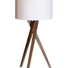 Wohnzimmerlampen|Schlafzimmer Lampen*By Rydéns Tischleuchte Dreibein Stoff Holz 55 cm E27 Walnuss Weiß