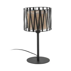 Schlafzimmer Lampen|Metall Lampen*TK Lighting Tischleuchte E27 37 cm hoch Ø 20 cm rund Schwarz Braun