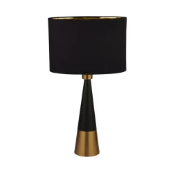Searchlight Tischleuchte E27 58,5 cm hoch in Schwarz Gold Kupfer< Stofflampen|Schlafzimmer Lampen