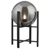Glaslampen|Retro Lampen*Searchlight Tischleuchte E27 43 cm Schwarz Rauchgrau Glas Metall