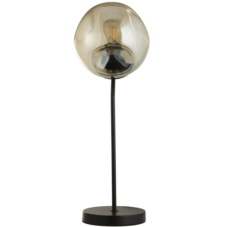 Wohnzimmerlampen|Glaslampen*Searchlight Tischleuchte E27 57 cm Schwarz Champagner Glas Metall