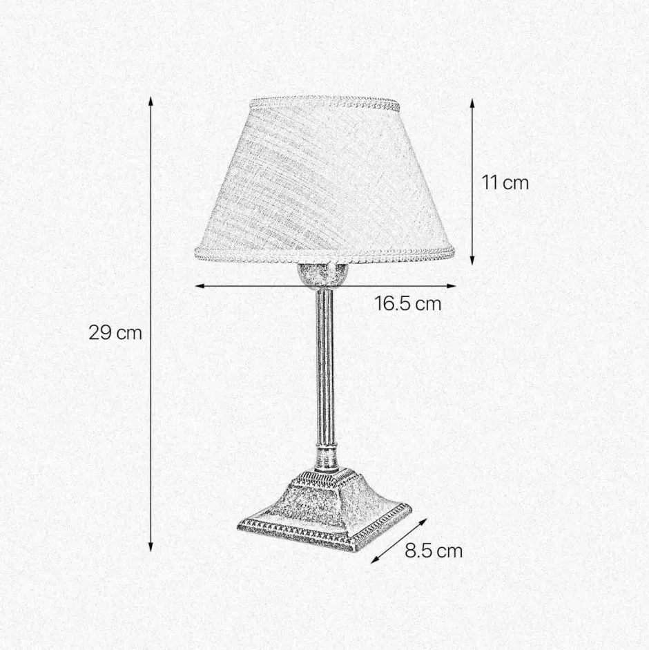 Giovanni Battista Tischleuchte E14 Messing Stoff 29 cm in Bronze Antik Weiß< Tischlampen|Schlafzimmer Lampen