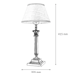 Giovanni Battista Tischleuchte echtes Messing Stoff Abat< Messinglampen|Stofflampen