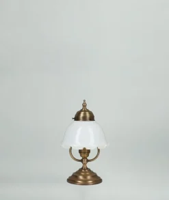 Wohnzimmerlampen|Metall Lampen*Berliner Messingleuchten Tischleuchte Floral Echt-Messing Glas Blüte E27 27 cm